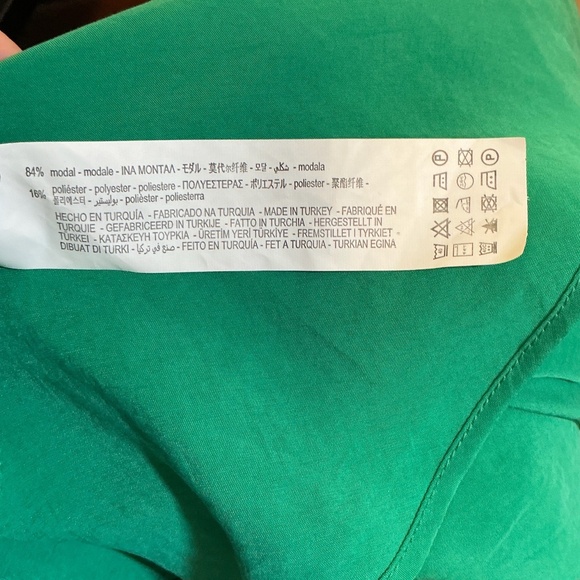 Zara Green Ruched Front Slip Midi Dress Size XL - Picture 7 of 8